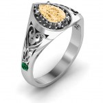 Personalised Aphrodite Ring with Side Gems - Handcrafted By Name My Rings™
