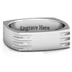 Personalised Areo Grooved Squareshaped Men's Ring - Handcrafted By Name My Rings™