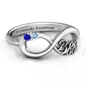 Personalised BFF Friendship Infinity Ring with 2 7 Stones - Handcrafted By Name My Rings™