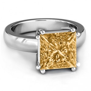 Personalised Basket Set Princess Cut Solitaire Ring - Handcrafted By Name My Rings™