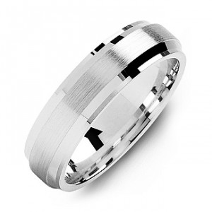 Personalised Beveled Edge Men's Ring with Brushed Centre - Handcrafted By Name My Rings™