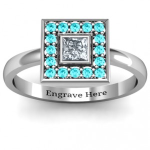 Personalised Bezel Princess Stone with Channel Accents Ring - Handcrafted By Name My Rings™