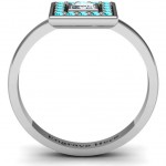 Personalised Bezel Princess Stone with Channel Accents Ring - Handcrafted By Name My Rings™
