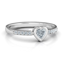 Personalised Bezel Set Love Ring with Accents - Handcrafted By Name My Rings™