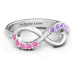 Personalised Birthstone Infinity Accent Ring - Handcrafted By Name My Rings™