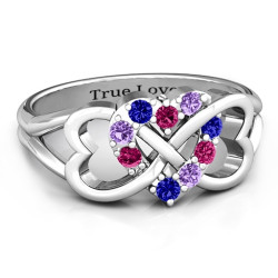Personalised Birthstone Triple Heart Infinity Ring - Handcrafted By Name My Rings™