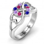 Personalised Birthstone Triple Heart Infinity Ring - Handcrafted By Name My Rings™