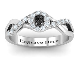 Personalised Braided Floral Cluster Ring with Shoulder Accents - Handcrafted By Name My Rings™