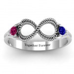 Personalised Braided Infinity Ring with Two Stones - Handcrafted By Name My Rings™