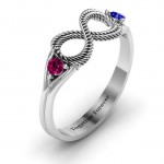 Personalised Braided Infinity Ring with Two Stones - Handcrafted By Name My Rings™