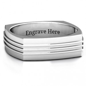 Personalised Bridge Grooved Squareshaped Men's Ring - Handcrafted By Name My Rings™