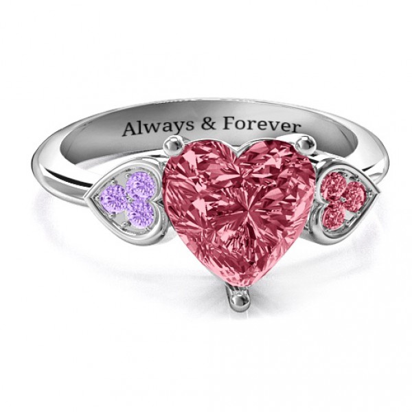 Personalised Brilliant Love Accented Heart Ring - Handcrafted By Name My Rings™