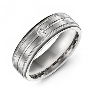 Personalised Brushed Layer Men's Ring with Milgrain Edges - Handcrafted By Name My Rings™