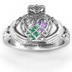 Personalised Caged Hearts Celtic Claddagh Ring - Handcrafted By Name My Rings™