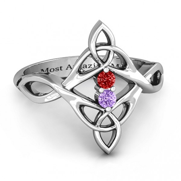 Personalised Celtic Sparkle Ring with Interwoven Infinity Band - Handcrafted By Name My Rings™