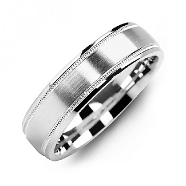 Personalised Classic Brush Milgrain Men's Ring - Handcrafted By Name My Rings™