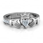 Personalised Classic Claddagh Heart Cut Ring with Accents - Handcrafted By Name My Rings™