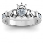 Personalised Classic Claddagh Heart Cut Ring with Accents - Handcrafted By Name My Rings™