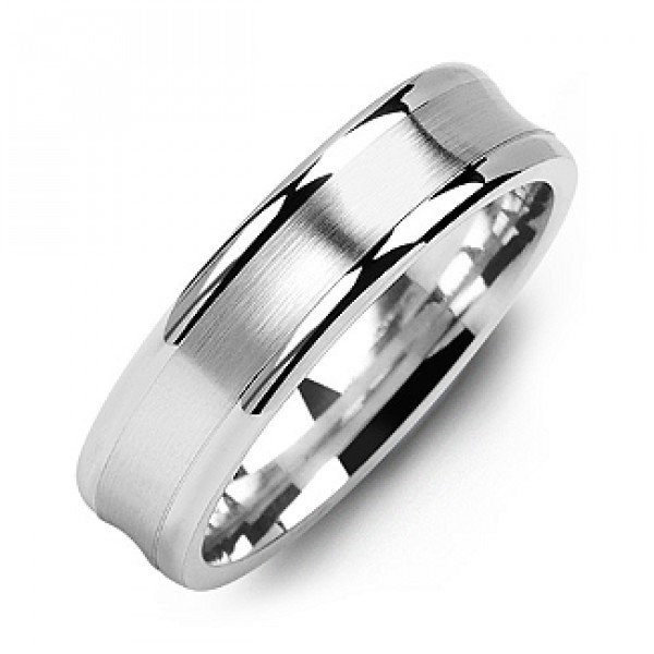 Personalised Classic Contoured Men's Ring with Brushed Centre - Handcrafted By Name My Rings™
