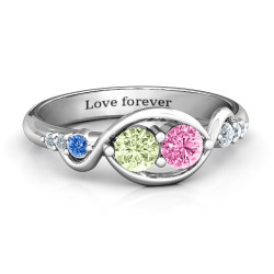 Personalised Classic Curves TwoStone Ring - Handcrafted By Name My Rings™