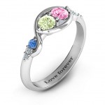 Personalised Classic Curves TwoStone Ring - Handcrafted By Name My Rings™
