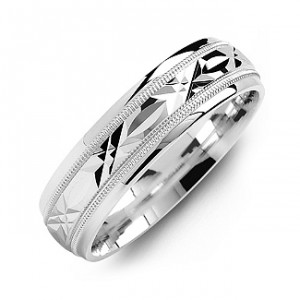 Personalised Classic Men's Ring with Diamond Cut Pattern - Handcrafted By Name My Rings™