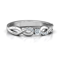 Personalised Classic Solitare Sparkle Ring with Accented Infinity Band - Handcrafted By Name My Rings™