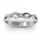Personalised Classic Solitare Sparkle Ring with Accented Infinity Band - Handcrafted By Name My Rings™