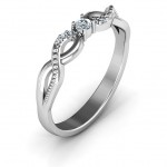 Personalised Classic Solitare Sparkle Ring with Accented Infinity Band - Handcrafted By Name My Rings™
