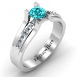 Personalised Column Set Solitaire Ring - Handcrafted By Name My Rings™