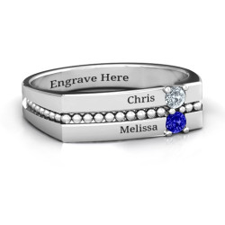 Personalised Crevice Beaded Women's Ring - Handcrafted By Name My Rings™