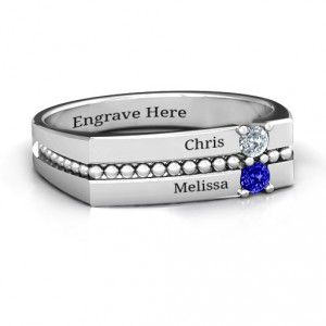 Personalised Crevice Beaded Women's Ring - Handcrafted By Name My Rings™