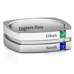 Personalised Crevice Grooved Squareshaped Gemstone Men's Ring - Handcrafted By Name My Rings™