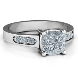 Personalised Cushion Cut Solitaire with Accents Ring - Handcrafted By Name My Rings™