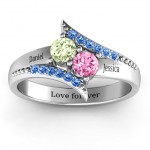 Personalised Diagonal Dream Ring With Round Stones - Handcrafted By Name My Rings™