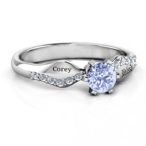 Personalised Dimpled Solitaire with Accents Ring - Handcrafted By Name My Rings™