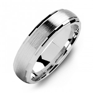 Personalised DomeShaped Brushed Men's Ring with Baguette Edges - Handcrafted By Name My Rings™