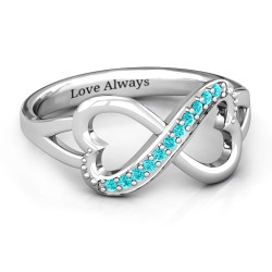 Personalised Double Heart Infinity Ring with Accents - Handcrafted By Name My Rings™