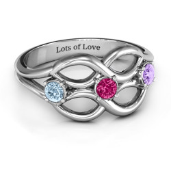 Personalised Double Infinity Ring with Triple Stones - Handcrafted By Name My Rings™