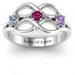 Personalised Double Infinity Ring with Triple Stones - Handcrafted By Name My Rings™