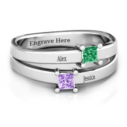 Personalised Double Princess Cut Ring - Handcrafted By Name My Rings™