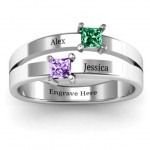 Personalised Double Princess Cut Ring - Handcrafted By Name My Rings™