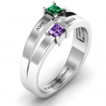 Personalised Double Princess Cut Ring - Handcrafted By Name My Rings™