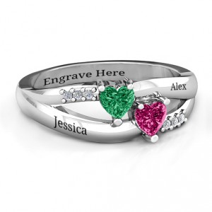 Personalised Dual Hearts with Accents Ring - Handcrafted By Name My Rings™