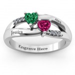 Personalised Dual Hearts with Accents Ring - Handcrafted By Name My Rings™