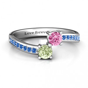 Personalised Elegant Accent Two Stone Ring - Handcrafted By Name My Rings™