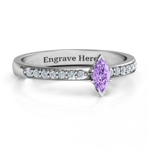 Personalised Elegant Marquise with Accent Band Ring - Handcrafted By Name My Rings™
