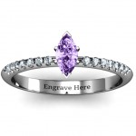Personalised Elegant Marquise with Accent Band Ring - Handcrafted By Name My Rings™