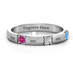 Personalised Elegant Three Gemstone Ring - Handcrafted By Name My Rings™