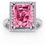 Personalised Emerald Cut Statement Ring with Halo - Handcrafted By Name My Rings™